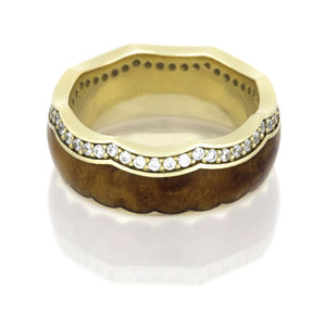 Yellow Gold Diamond Eternity Band with Crown Design