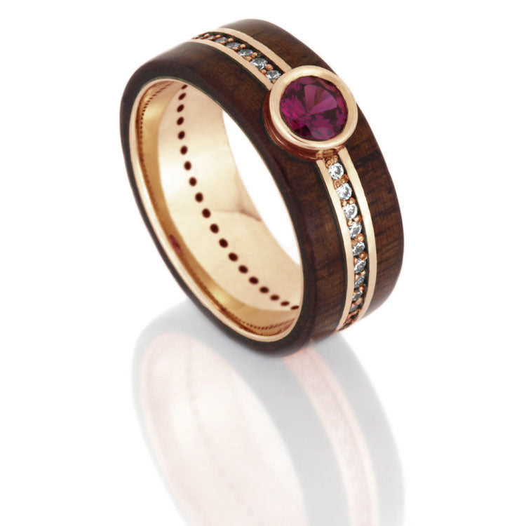 Ruby Eternity Ring, 14k Rose Gold Band With Rosewood - DJ1008RG