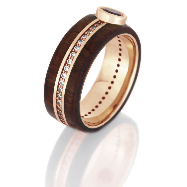 Phoenix | Ruby Eternity Ring, 14k Rose Gold Band With Rosewood - DJ1008RG