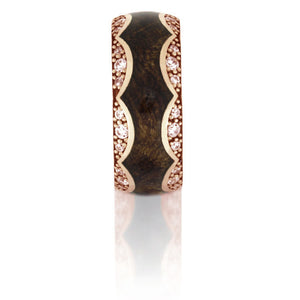 Unique Diamond Eternity Band in 14k Rose Gold With Mesquite Burl - DJ1009RG
