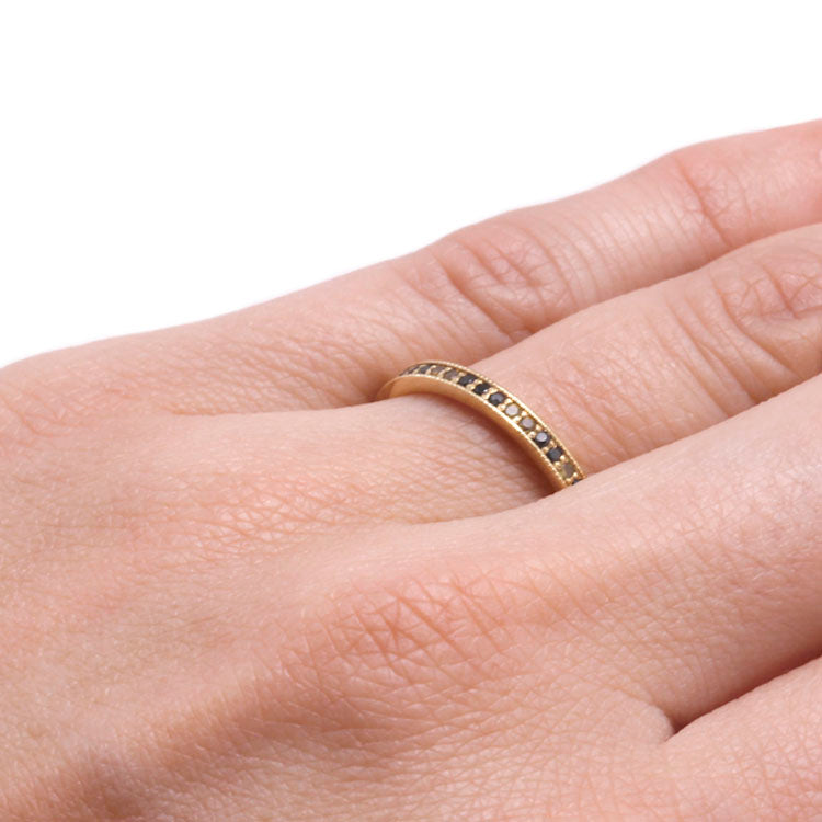 Yellow Gold Ring, Diamond and Sapphire Eternity Band