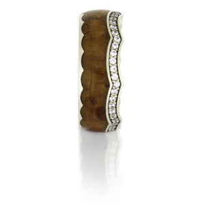 14k White Gold Eternity Ring With Teak Wood And Diamond Accents - DJ1014WG
