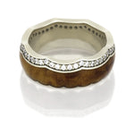 14k White Gold Eternity Ring With Teak Wood And Diamond Accents - DJ1014WG