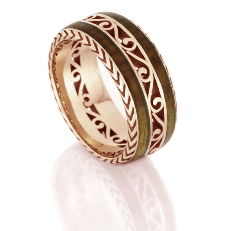 Vintage Inspired Eternity Band, Cherry Wood Ring in 14k Rose Gold - DJ1015RG