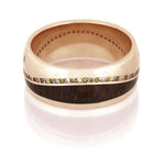 14k Rose Gold Band, Gemstone Eternity Ring With Leopard Wood - DJ1017RG