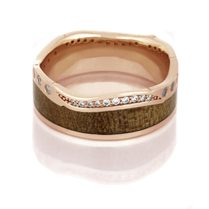 14k Rose Gold Diamond Eternity Ring, Maple Wood Wedding Band - DJ1018RG
