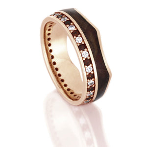 Crown Ring, Rose Gold Eternity Wedding Band With Gemstones - DJ1020RG
