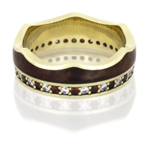 Ruby Eternity Band, Wood Ring in 14k Yellow Gold, Crown Ring - DJ1020YG