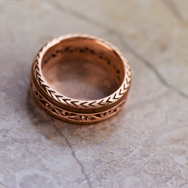 Vintage Inspired Eternity Band, Cherry Wood Ring in 14k Rose Gold - DJ1015RG